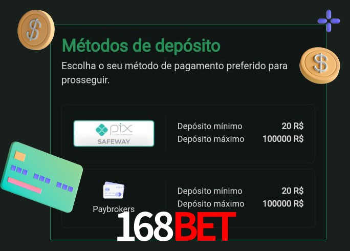 O cassino 168bet oferece uma grande variedade de métodos de pagamento